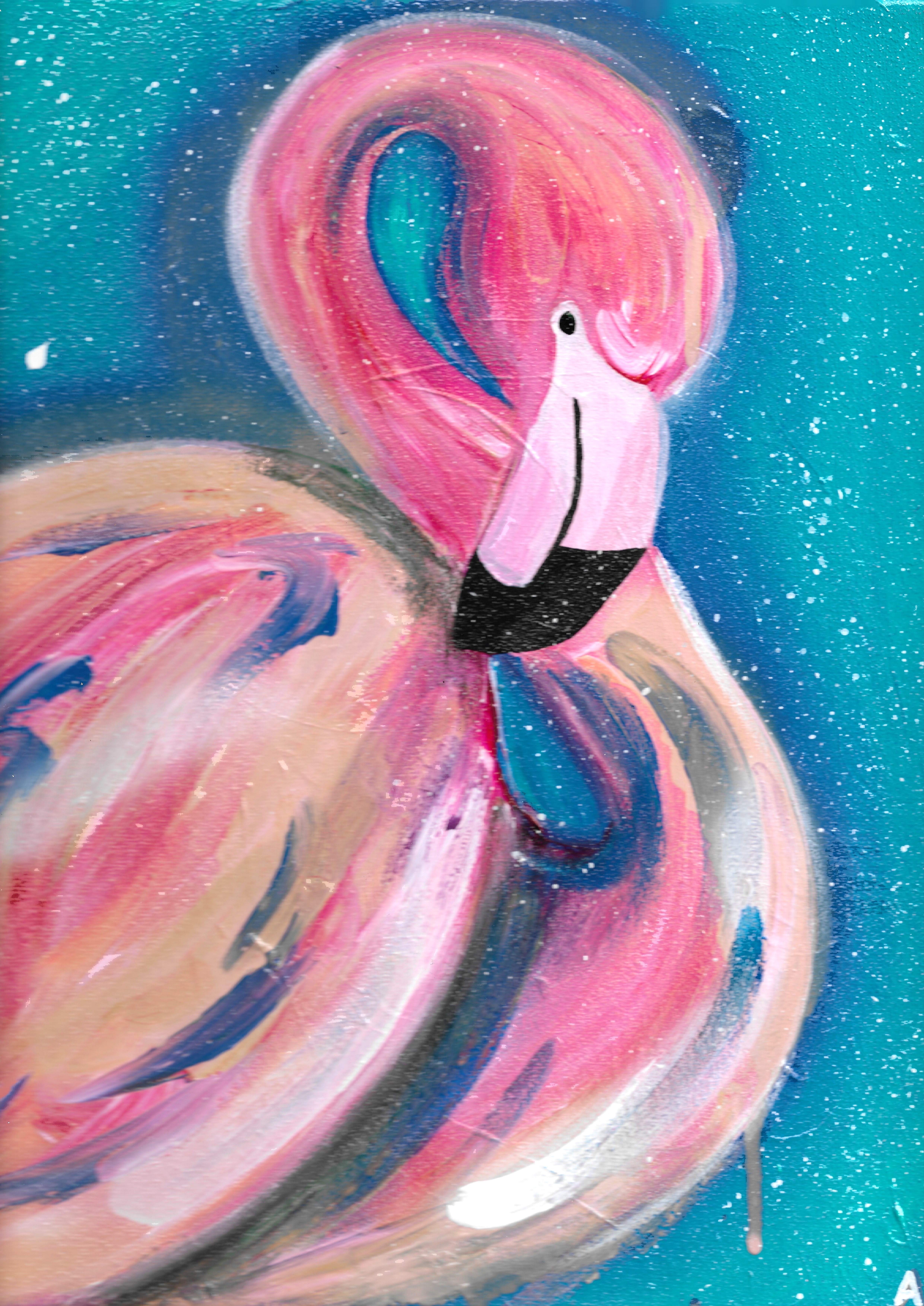painting of a flamingo